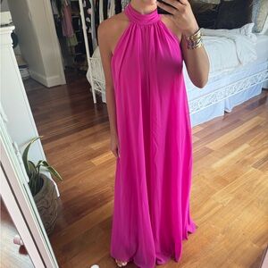 Elegant Pink Halter Maxi Dress
